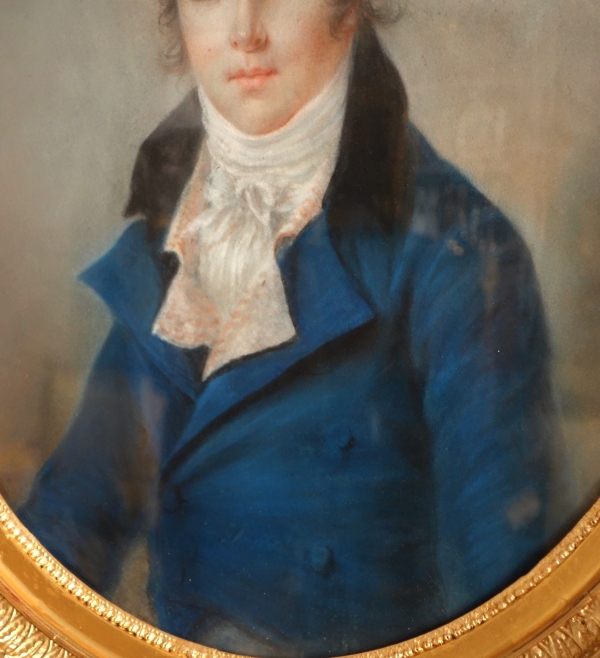 Early 19th century French school, pastel portrait of a young man - Empire period