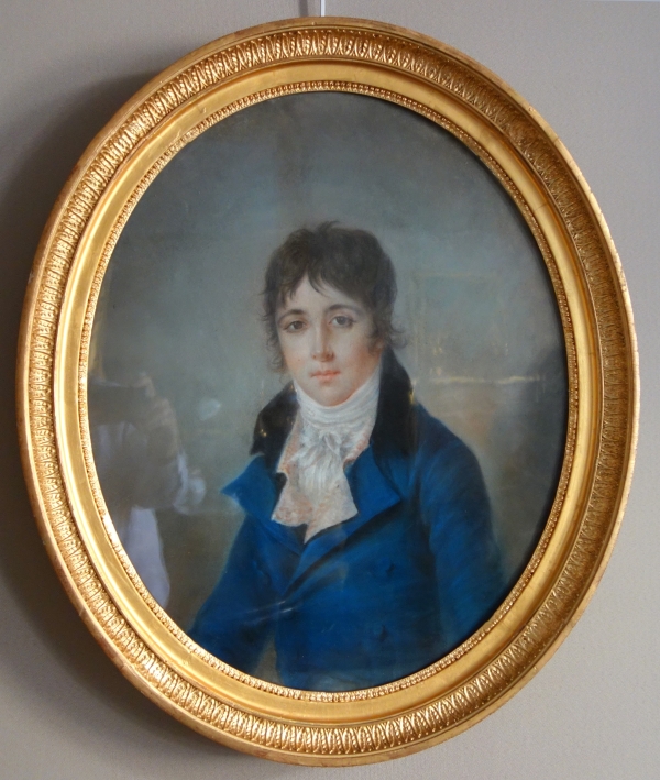 Early 19th century French school, pastel portrait of a young man - Empire period
