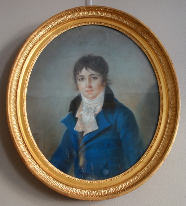 Early 19th century French school, pastel portrait of a young man - Empire period