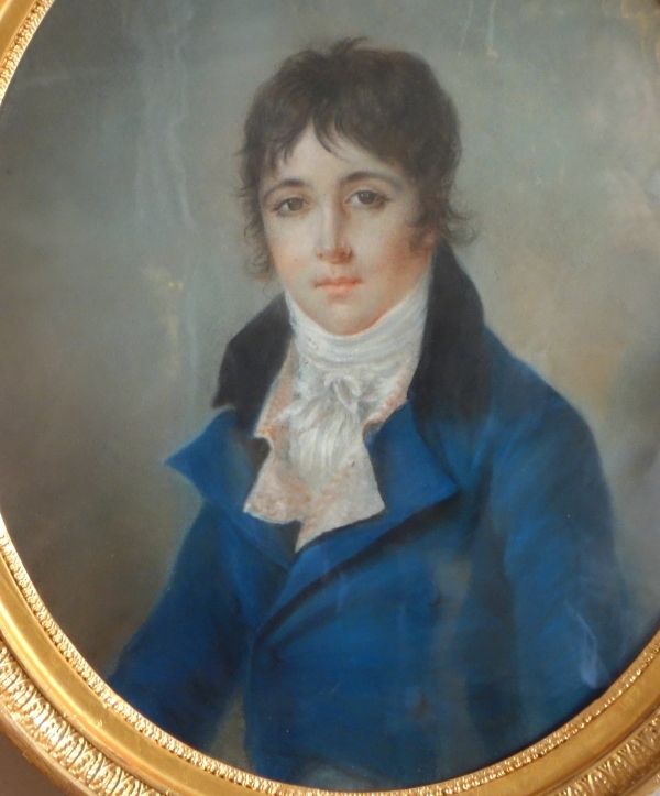 Early 19th century French school, pastel portrait of a young man - Empire period