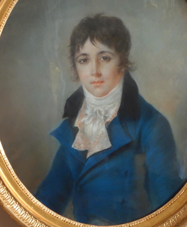 Early 19th century French school, pastel portrait of a young man - Empire period