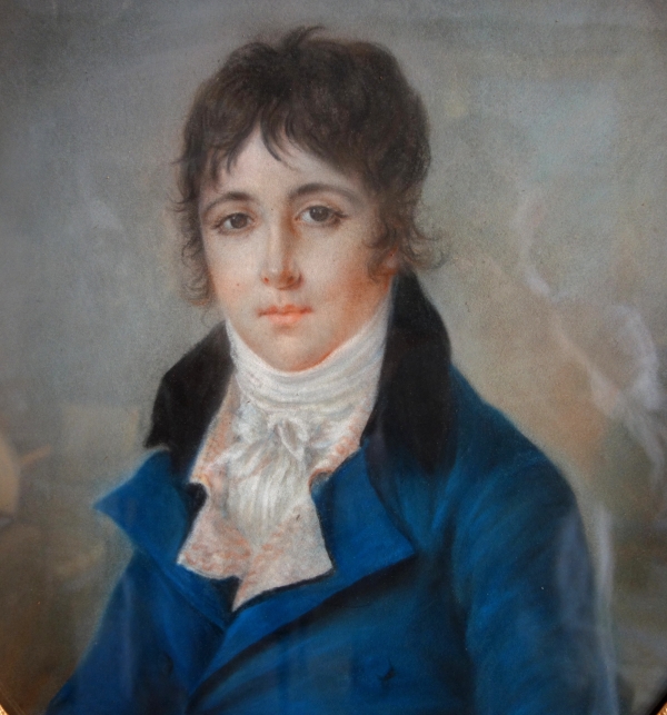 Early 19th century French school, pastel portrait of a young man - Empire period