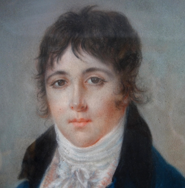Early 19th century French school, pastel portrait of a young man - Empire period