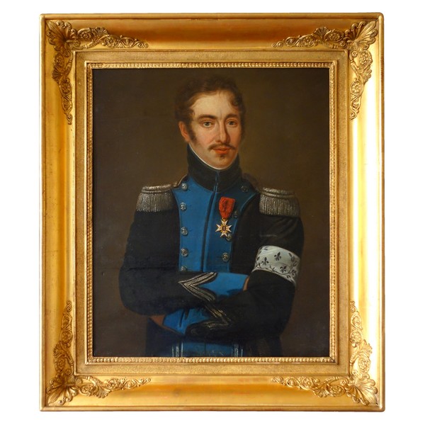 Grand portrait début XIXe d'un officier royaliste de l'Armée de Condé pendant l'Empire - souvenir historique