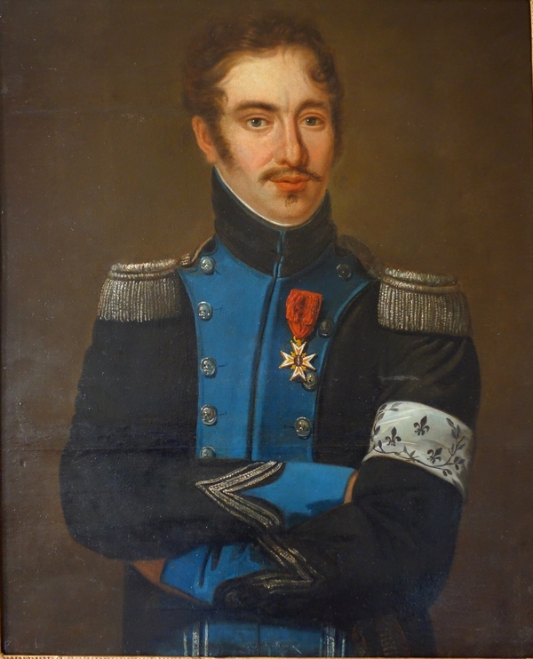 Grand portrait début XIXe d'un officier royaliste de l'Armée de Condé pendant l'Empire - souvenir historique