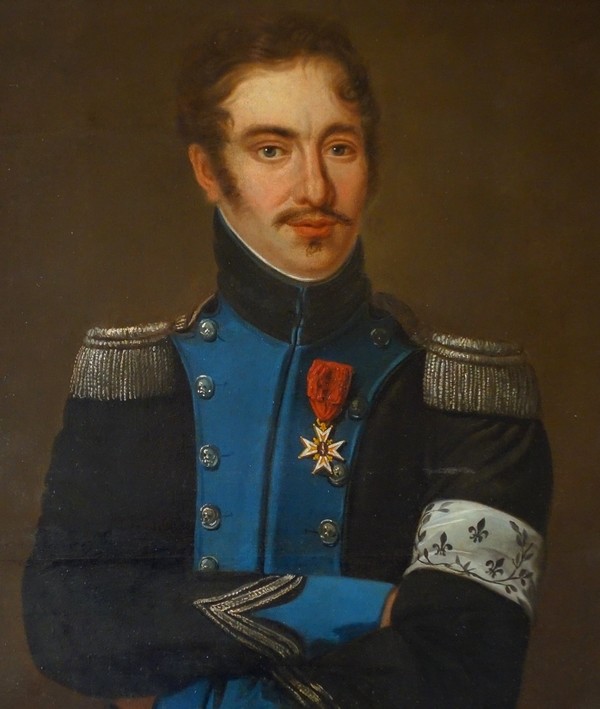 Grand portrait début XIXe d'un officier royaliste de l'Armée de Condé pendant l'Empire - souvenir historique