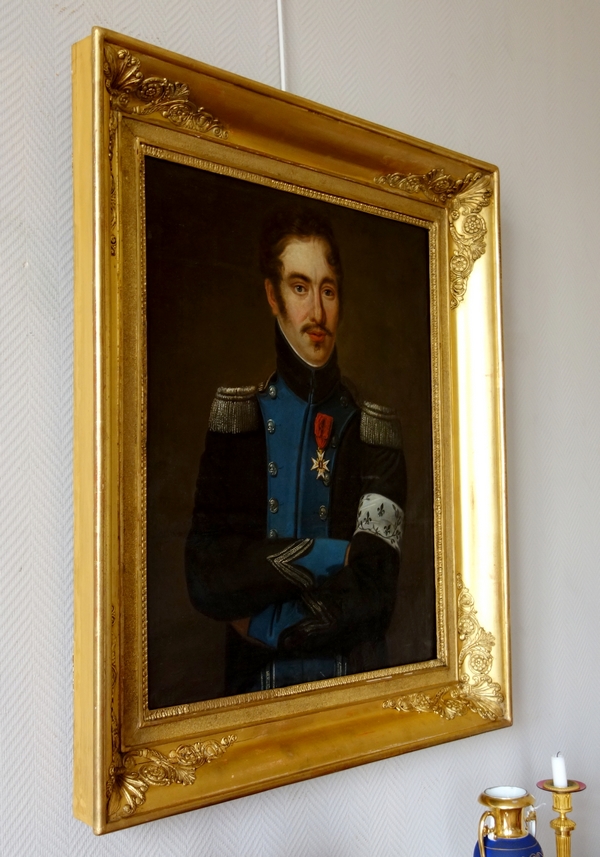 Grand portrait début XIXe d'un officier royaliste de l'Armée de Condé pendant l'Empire - souvenir historique