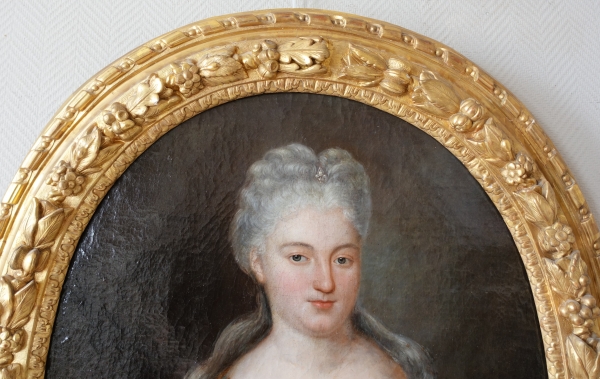 Ecole française du XVIIIe siècle, grand portrait de Princesse du Sang, époque Louis XIV vers 1700