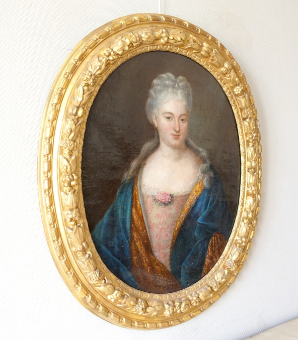 Ecole française du XVIIIe siècle, grand portrait de Princesse du Sang, époque Louis XIV vers 1700