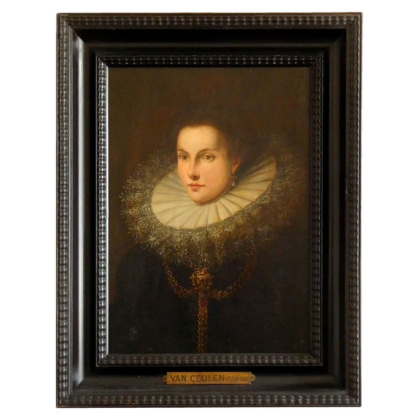 Dutch school : portrait of a 17th century young lady