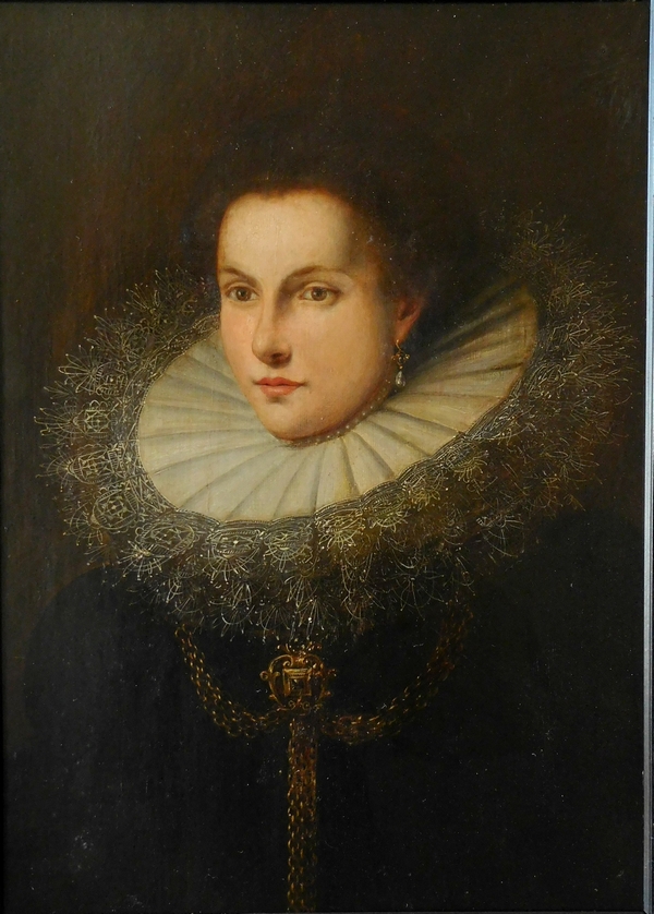 Dutch school : portrait of a 17th century young lady