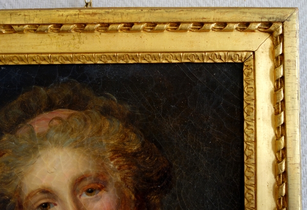 Late 19th century French school, portrait of a 18th century woman, Louis XVI gilt wood frame