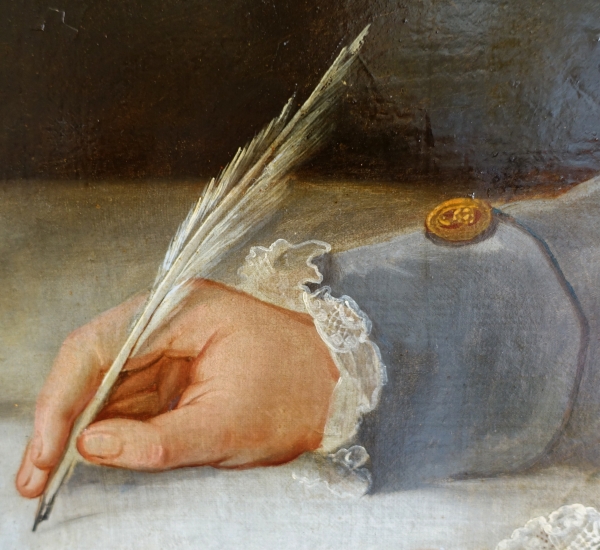 Donatien Nonnotte (attribué à) : portrait de gentilhomme d'époque Louis XV, huile sur toile