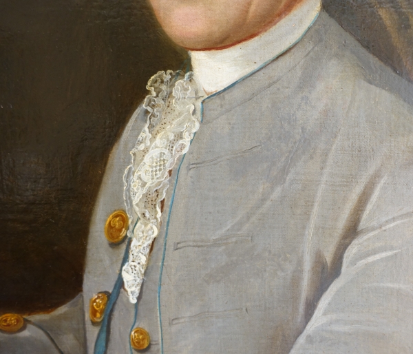 Donatien Nonnotte (attribué à) : portrait de gentilhomme d'époque Louis XV, huile sur toile