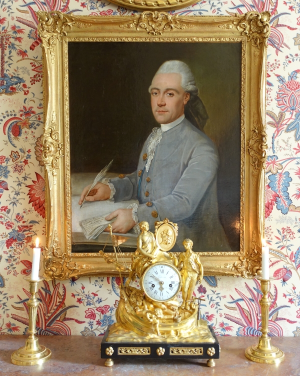 Donatien Nonnotte (attribué à) : portrait de gentilhomme d'époque Louis XV, huile sur toile