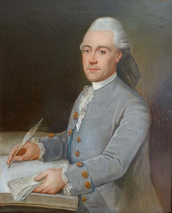 Donatien Nonnotte (attribué à) : portrait de gentilhomme d'époque Louis XV, huile sur toile