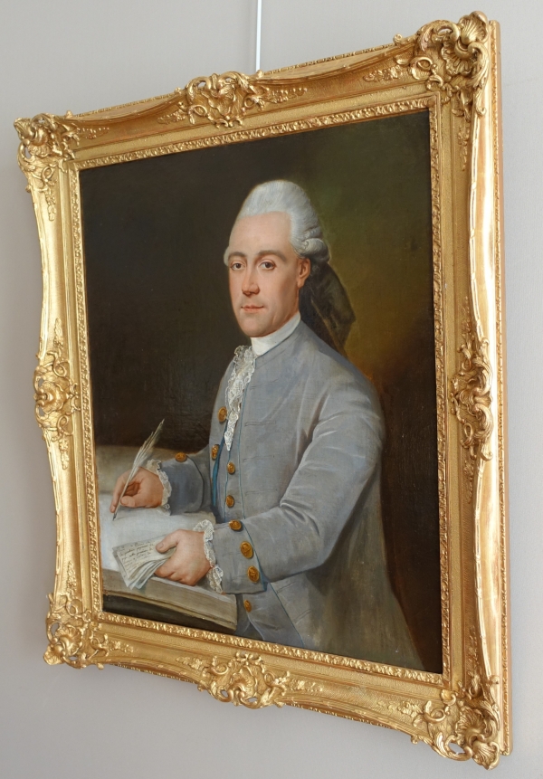 Donatien Nonnotte (attribué à) : portrait de gentilhomme d'époque Louis XV, huile sur toile