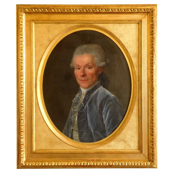 Ecole Française du XVIIIe siècle : portrait de gentilhomme d'époque Louis XVI - huile sur toile