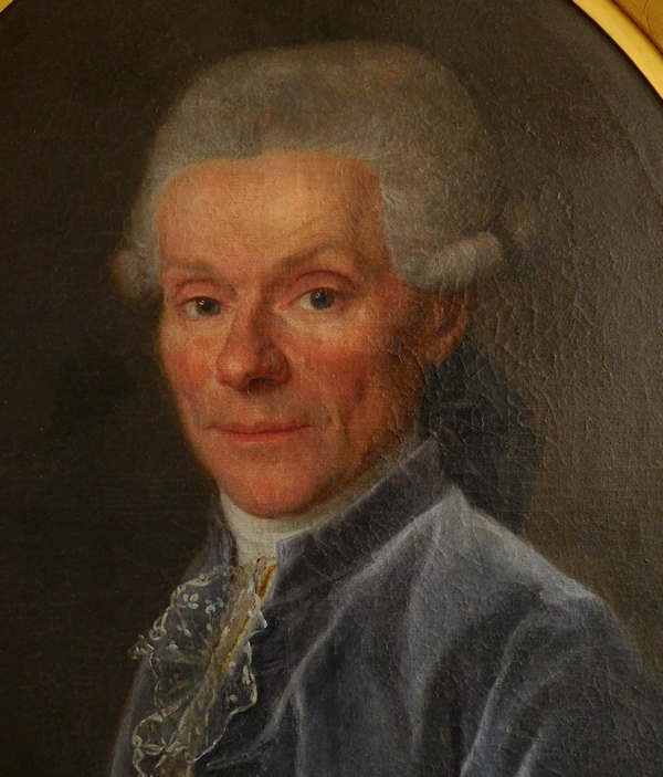 Ecole Française du XVIIIe siècle : portrait de gentilhomme d'époque Louis XVI - huile sur toile