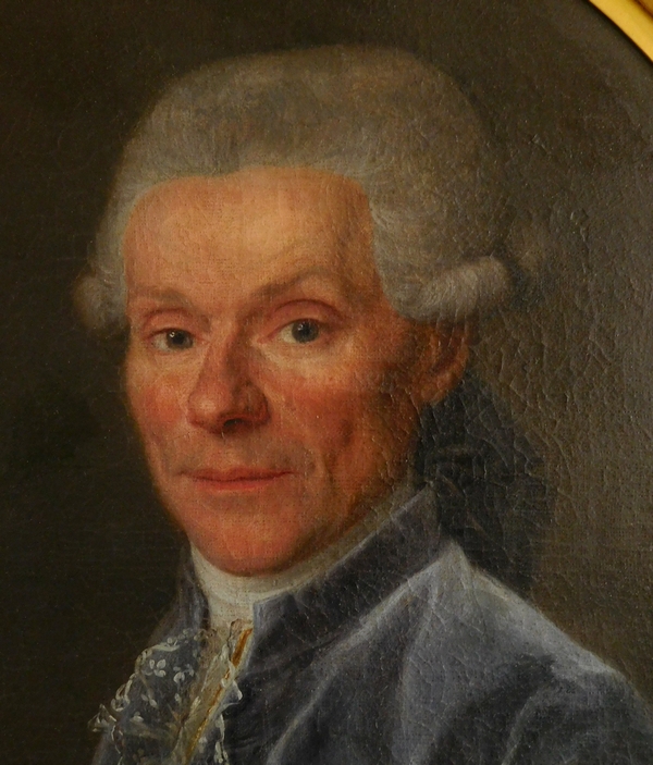 Ecole Française du XVIIIe siècle : portrait de gentilhomme d'époque Louis XVI - huile sur toile