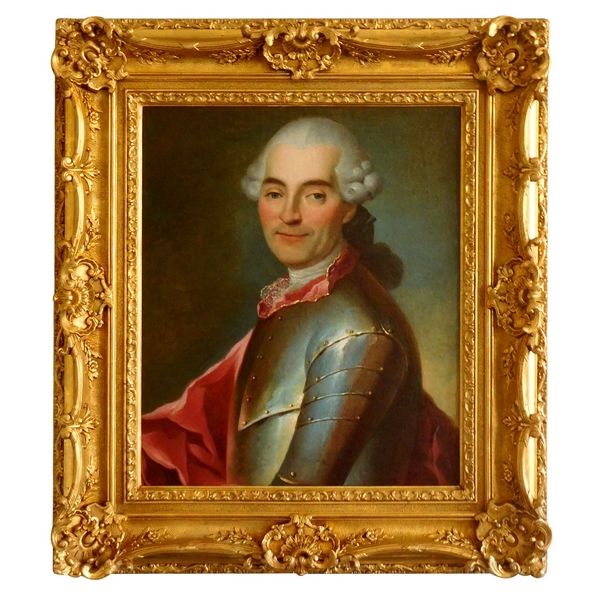 Portrait de gentilhomme Officier en cuirasse, école Française du XVIIIe siècle