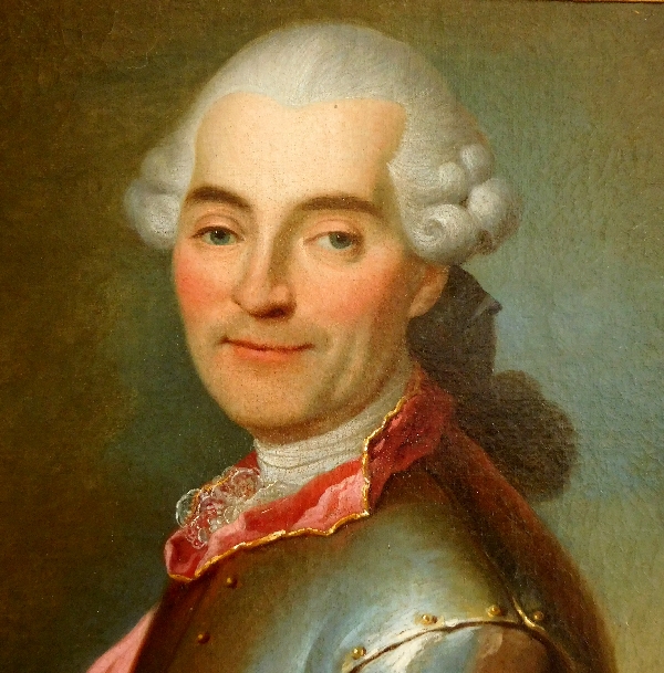 Portrait de gentilhomme Officier en cuirasse, école Française du XVIIIe siècle