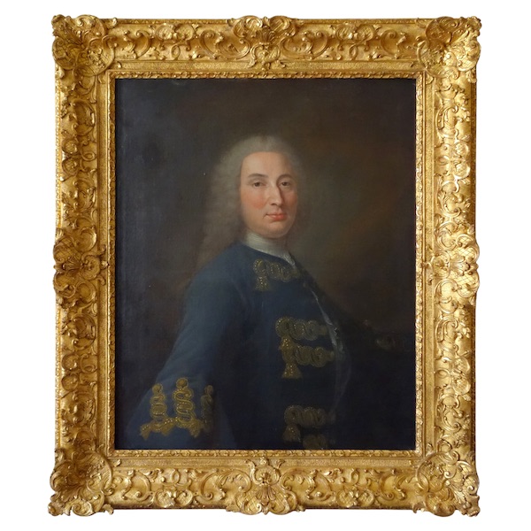 Ecole Française du XVIIIe siècle, portrait de gentilhomme d'époque Régence - Louis XV - 89cm x 105cm