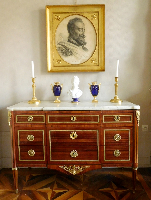 Large Henri IV portrait, gilt wood mirror, early 19th century