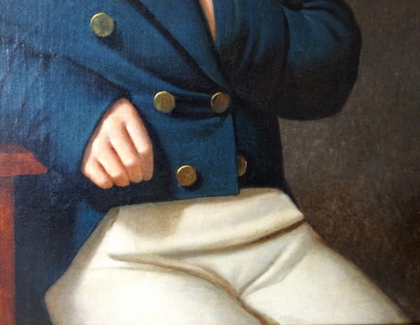 Edouard Pingret, élève de David : grand portrait d'homme d'époque Empire 1813 - 121cm x 103cm