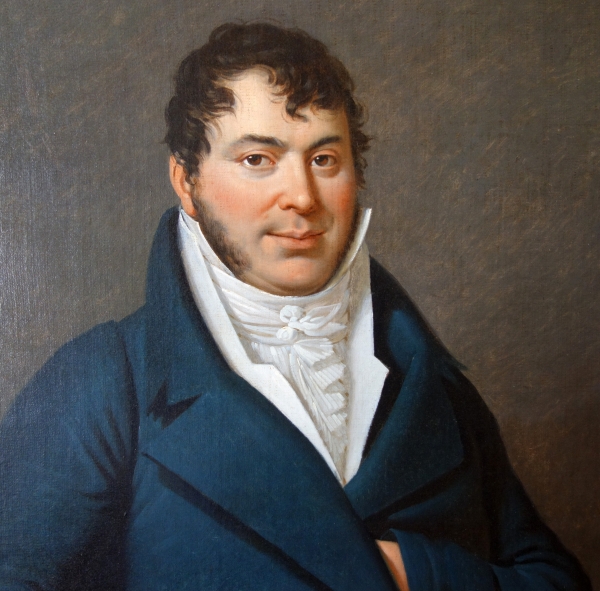 Edouard Pingret, élève de David : grand portrait d'homme d'époque Empire 1813 - 121cm x 103cm