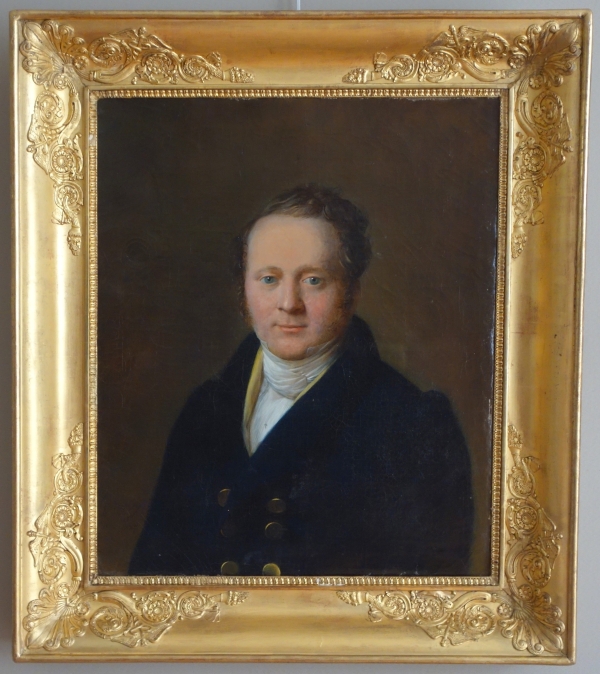 Jean François Garneray, élève de David : portrait d'homme d'époque Restauration, huile sur toile