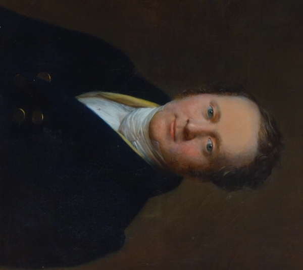 Jean François Garneray, élève de David : portrait d'homme d'époque Restauration, huile sur toile