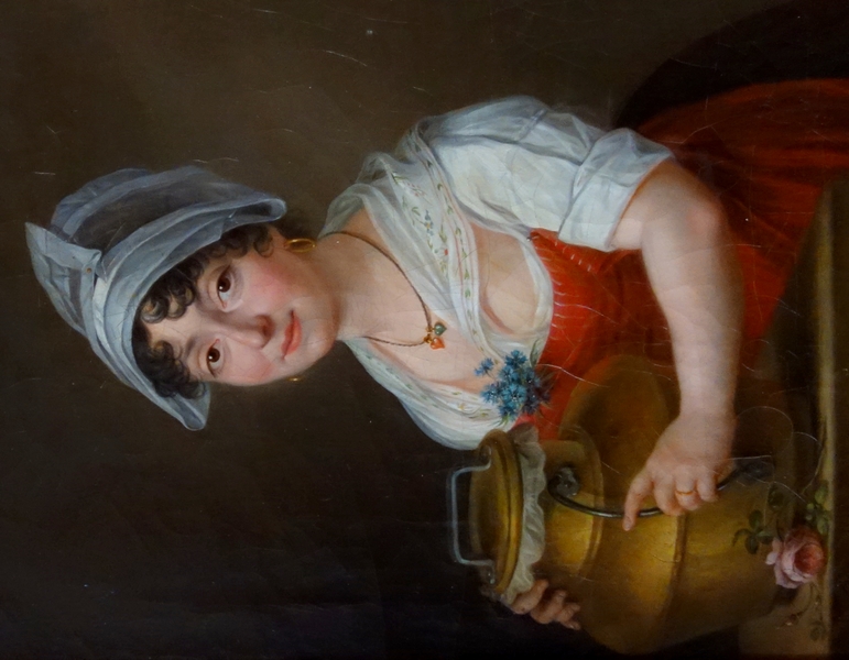 Jean Francois Marie Bellier : portrait of a milkwoman - Empire oil on canvas