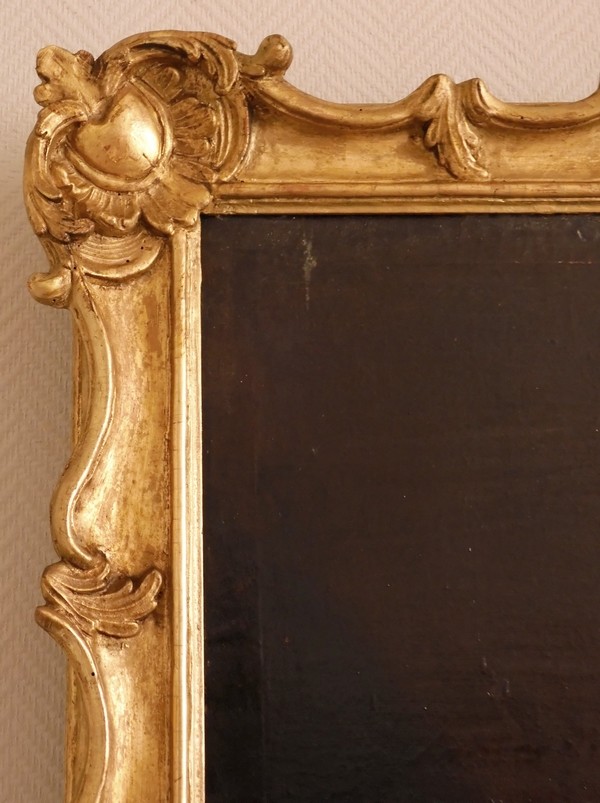 18th century French school, portrait of a young aristocrat, Regency period, Louis XV gilt wood frame