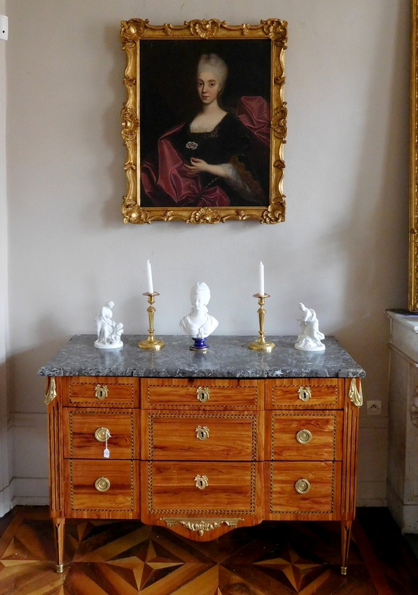 18th century French school, portrait of a young aristocrat, Regency period, Louis XV gilt wood frame