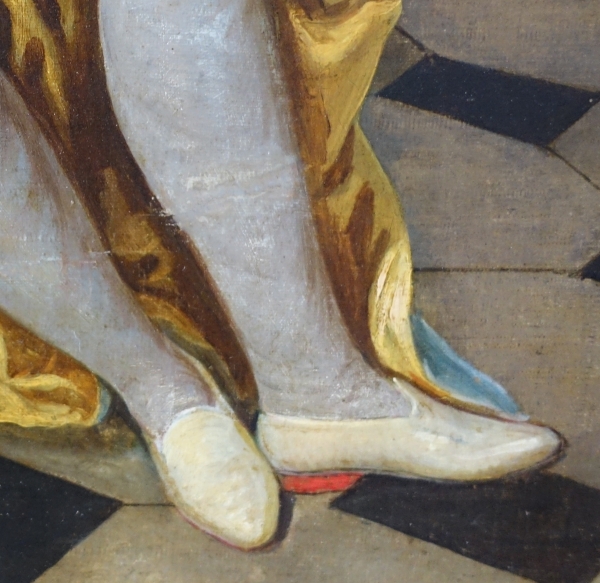 Portrait d'apparat, gentilhomme à talons rouges dans son cabinet - époque Louis XV - 90cm x 75,5cm