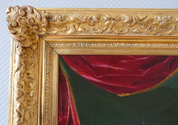 Portrait d'apparat, gentilhomme à talons rouges dans son cabinet - époque Louis XV - 90cm x 75,5cm