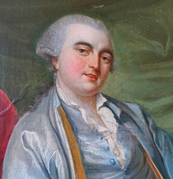 Portrait d'apparat, gentilhomme à talons rouges dans son cabinet - époque Louis XV - 90cm x 75,5cm