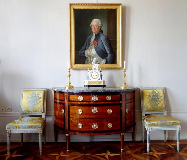 Grand portrait de gentilhomme d'époque Louis XVI : Louis Béra Comte de Latran - 73cm x 91,5cm