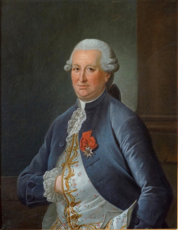 Grand portrait de gentilhomme d'époque Louis XVI : Louis Béra Comte de Latran - 73cm x 91,5cm