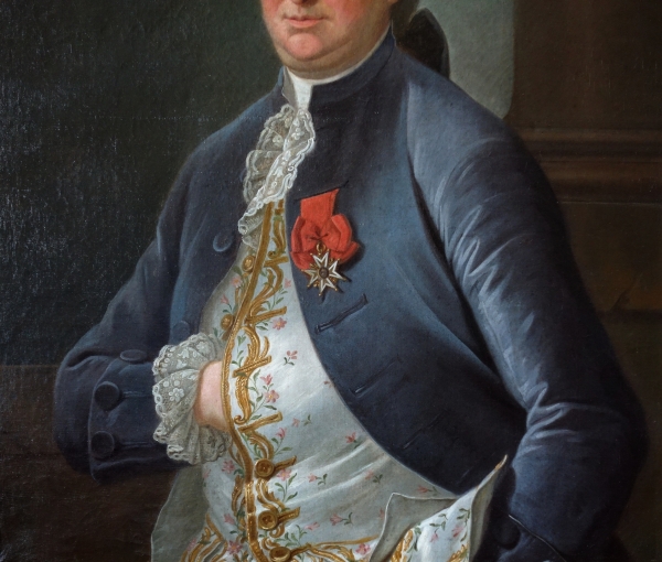 Grand portrait de gentilhomme d'époque Louis XVI : Louis Béra Comte de Latran - 73cm x 91,5cm