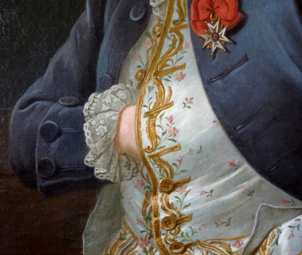 Grand portrait de gentilhomme d'époque Louis XVI : Louis Béra Comte de Latran - 73cm x 91,5cm