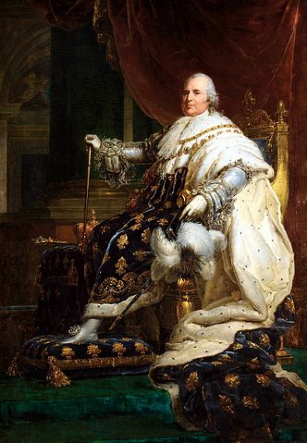 Grande gravure royaliste : Louis XVIII Roi de France en 1814 d'après Gérard - 85,5cm x 105cm