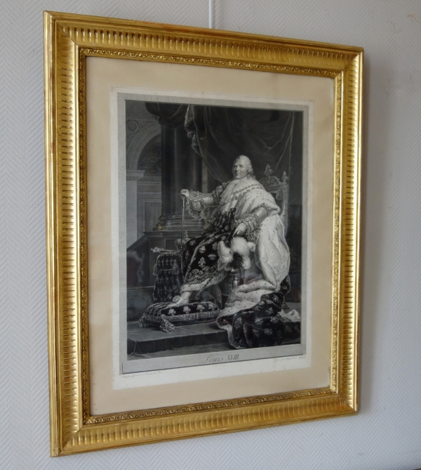 Large royalist engraving : Louis XVIII King of France 1814 after Gerard - 85,5cm x 105cm