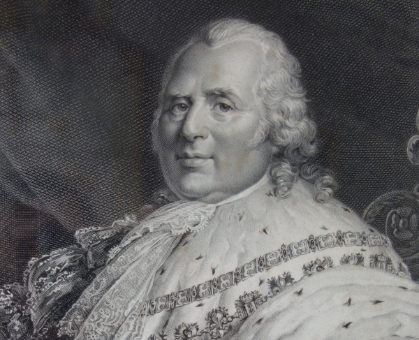 Large royalist engraving : Louis XVIII King of France 1814 after Gerard - 85,5cm x 105cm