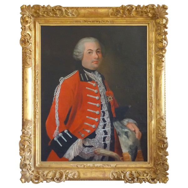 Portrait du Marquis de La Tour du Pin en uniforme de Dragons, huile sur toile vers 1750