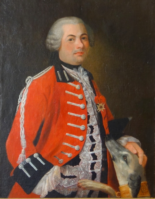 Portrait du Marquis de La Tour du Pin en uniforme de Dragons, huile sur toile vers 1750