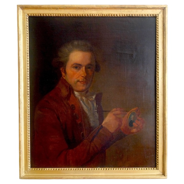 Ecole Française du XVIIIe siècle : portrait du miniaturiste Lié Louis Périn-Salbreux d'après Roslin