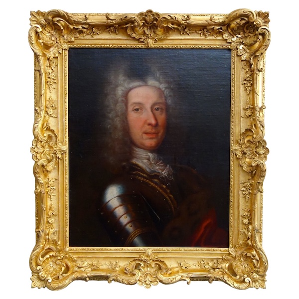 Ecole Française du XVIIIe siècle, portrait d'aristocrate officier en cuirasse, époque Régence