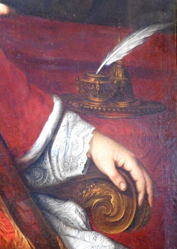 Ecole du XVIIIe siècle, grand portrait du Pape Benoît XIV, d'après Pierre Subleyras - 128cm x 94cm